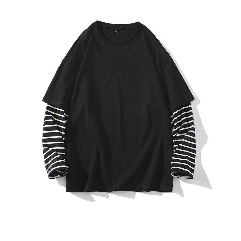 Oversized Loose Sweater Color Matching Casual Round Neck Long-sleeve T-shirt