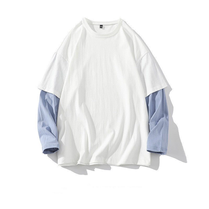Oversized Loose Sweater Color Matching Casual Round Neck Long-sleeve T-shirt