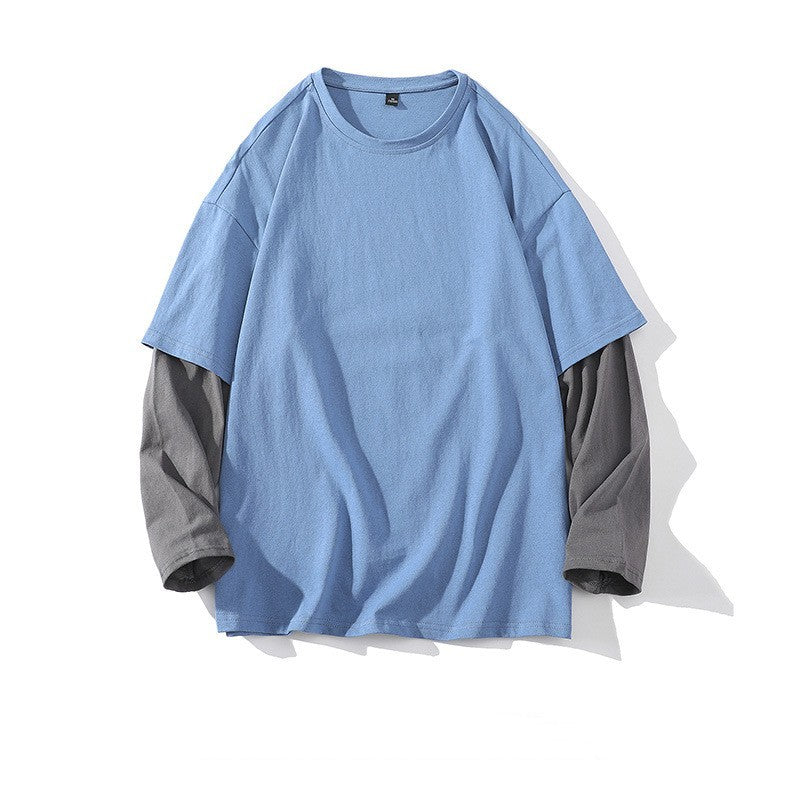 Oversized Loose Sweater Color Matching Casual Round Neck Long-sleeve T-shirt
